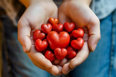 Foto: Hände gefüllt mit Herzen